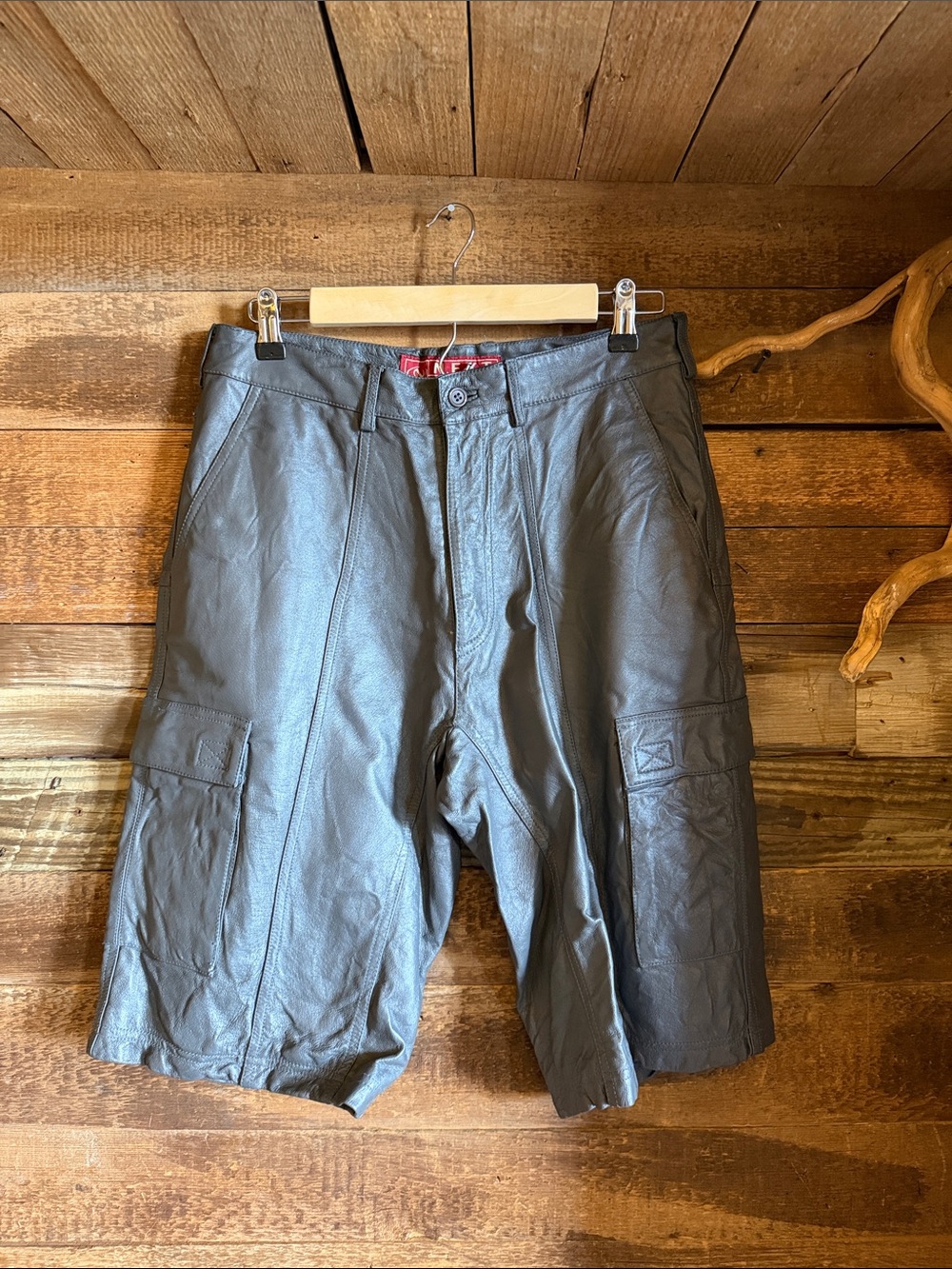 Leather Cargo Shorts - Black